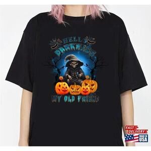 Hello Darkness My Old Friend Shirt Halloween Ghost Pumpkin Unisex Classic